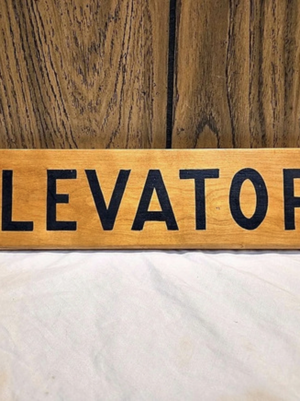 Wooden Elevator Sign Vintage 60s From Birmingham MI 17x4x1 Stained Hand Made